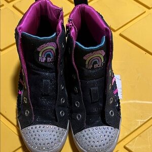 Skechers Kids' Black and Pink Flip Kicks Sneakers